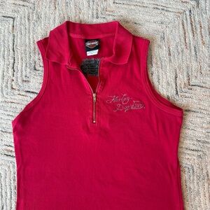 Vintage Harley-Davidson Red Embroidered Top